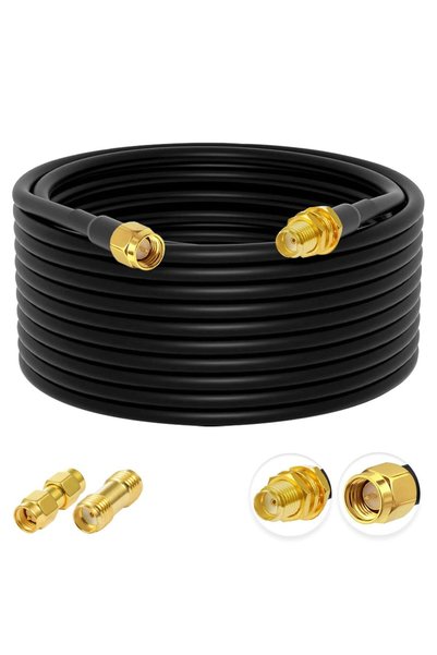 Generic Cable SMA Male to Female Bulkhead RG58 32.8ft /10M RF Coaxial Cable +...