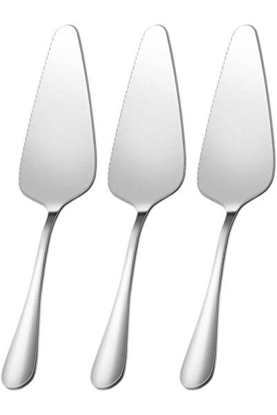 Generic 3 Pcs Multi-Purpose Cake and Pizza Server, Stainless Steel Serrated E...