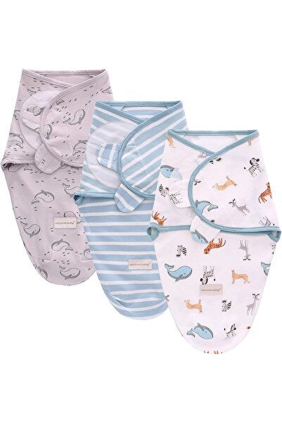 Generic 3 Pieces Set Baby Swaddle Wrap 100% Cotton Wearable Newbron Blankets ...