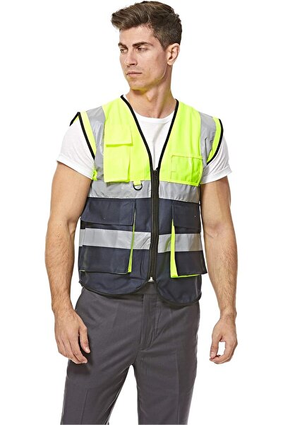 Generic Dazzle Safety Vest Heavy Duty Dual Color with Zipper