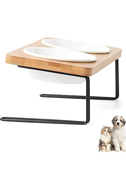 Generic Beauenty Elevated Cat Bowls,Ceramic Dog bowls,Cat/Dog food bowl for i...