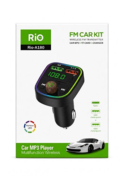 Kablosuz Araç MP3 Çalar FM Transmitter Type-C ve 2 USB Şarj Portlu