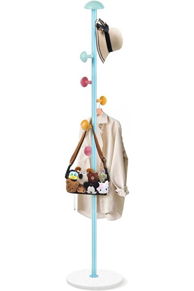 Generic Freestanding Modern Metal Coat Rack 170cm, Natural Marble Base, 5 Hoo...