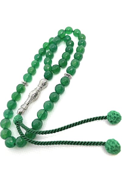 Generic MHSJEWELLERY سبحة من العقيق الأخضر، للبالغين، للجنسين، نحاس، سبحة، قلادة
