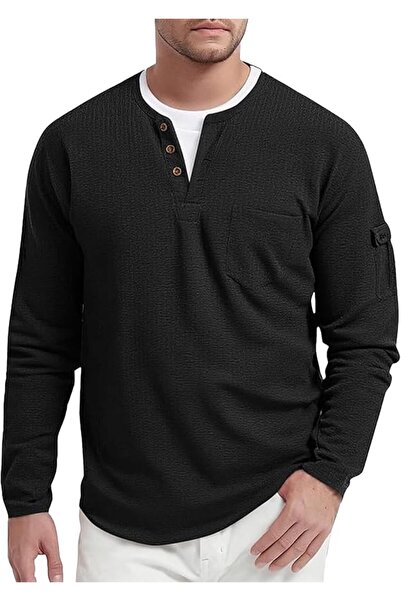 GENERAL SEAUR Long Sleeve Shirts for Men Waffle Texture Soft Loose with Chest...