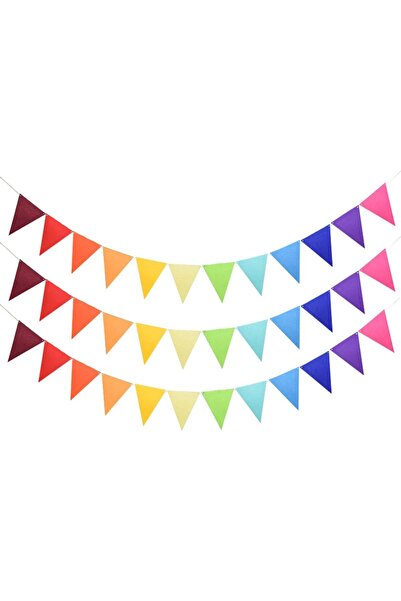 Generic 3 Assembled Rainbow Banners Felt Bunting Colorful Triangle Banner for...