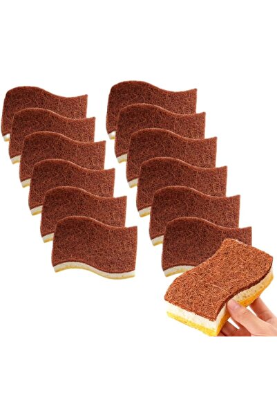 Generic 24 PACK Cleaning Sponges, Natural Jute Pulp & Coconut Fiber Scrubber ...