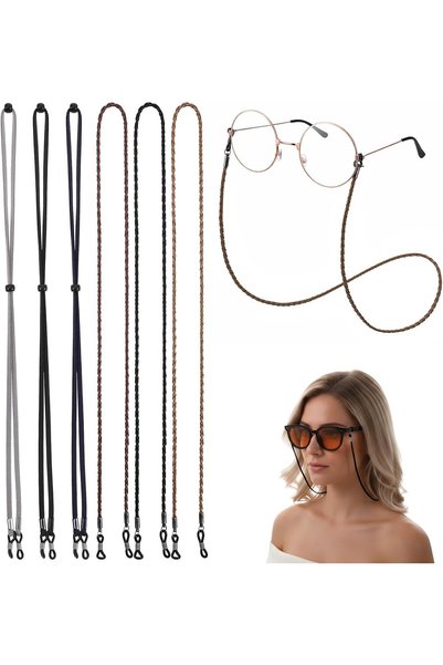Generic 6 Pcs Leather Eyeglass Chains, Multicolored Glasses Mask Long Strap L...