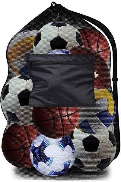 Generic Mesh Ball Bags, Heavy Duty Sports Ball Bag with Adjustable Strap, Dra...