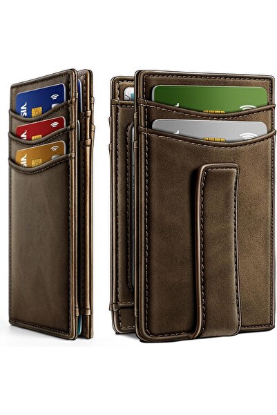 Generic Slim Wallet for Men, RFID Blocking Leather Card Holder with Magnetic ...
