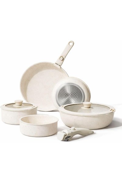 Generic The Ritual Flex Beige Cookware Set – 9-Piece Nonstick Pots & Pans wit...