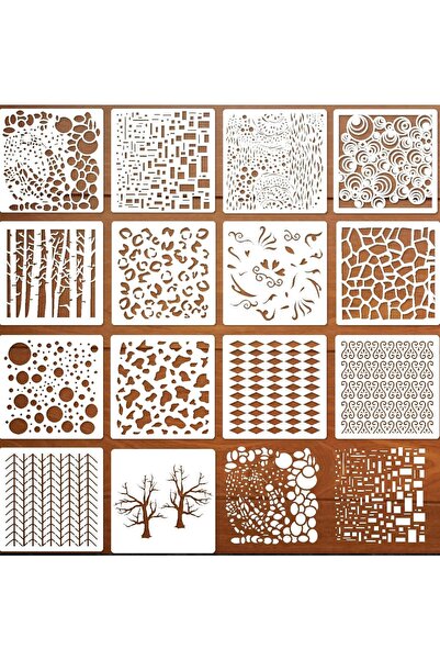 Generic Reusable Stencils for Crafts - 14 Pcs Texture Stencils with Diamond S...
