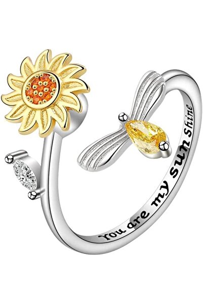 Generic Sunflower Bee Rings For Women, Jewelry For Anxiety Sterling Silver Sp...