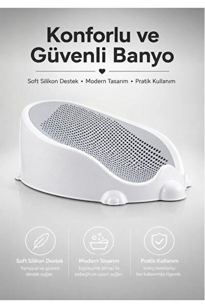 Bebek Yıkama Küveti Kaydırmaz Taban Beyaz