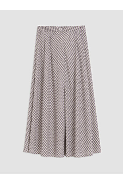 LC Waikiki Rmz Gi̇yi̇m Farkiyla Loose Fit Checkered Embroidered Flared Skirt