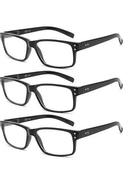 Generic 3-Pack Reading Glasses for Men,Spring Hinge,3 Colors,Clear Lens,L-L007