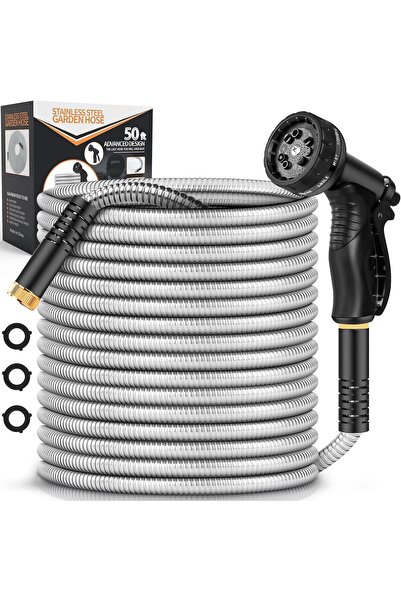 Generic Garden Hose Metal, 304 Stainless Steel Heavy Duty Water Hose With 10 ...