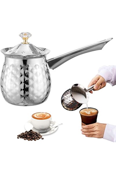 Generic إبريق قهوة تركي، إبريق قهوة عربي، سعة 400 مل/14 أونصة، من الفولاذ الم...