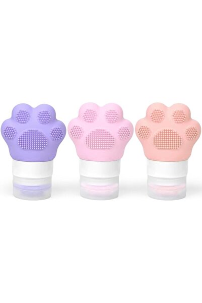Yelajoy 3 Pcs Cat Paw Travel Size Toiletries Containers, 3.14×1.57in Leak Pro...