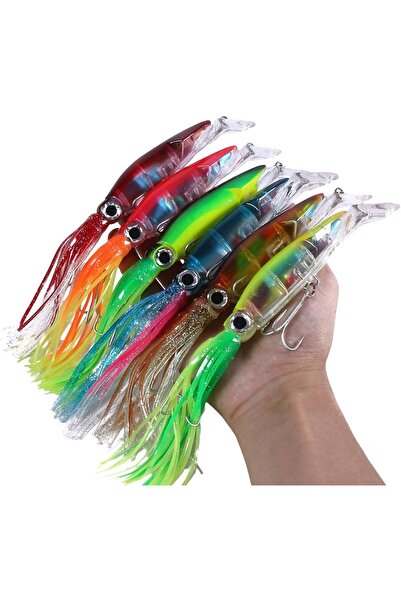 Generic Fishing Soft Plastic Lures - Squid Shaped Bait Set, Lifelike Artifici...