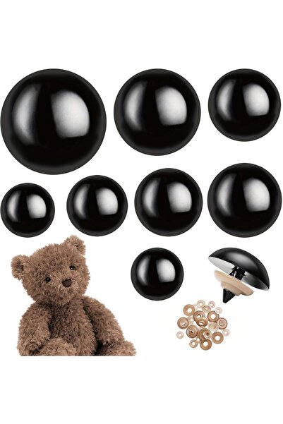 Generic 160 Pieces Black Safety Eyes for Amigurumi Crochet, 10-30 mm Large Sa...