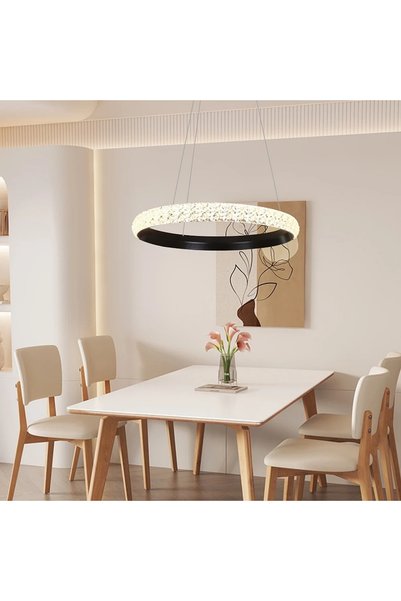 Generic Brand Modern Black Led Chandelier 48W 60cm Ha/D6089/600/Bk+Ww