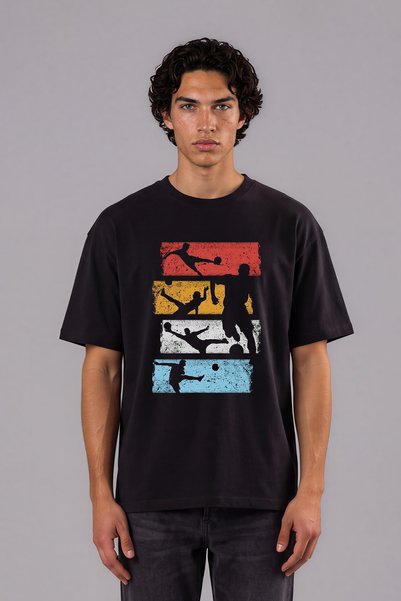 VSRN Μπλουζάκι Sports Design με μπροστινή στάμπα, μαύρο, oversized