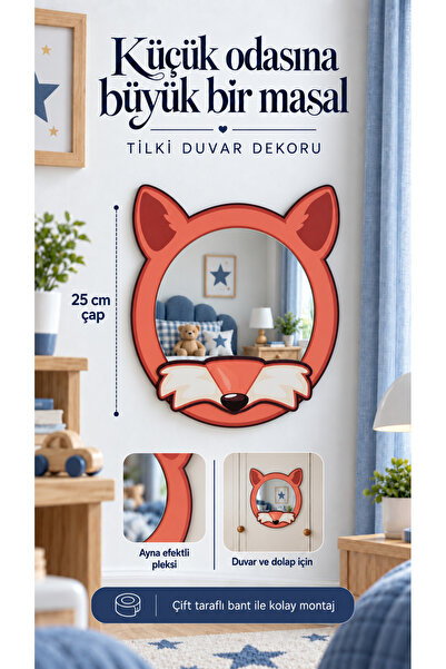LudenHome Çocuk ve Bebek Odası Sevimli Dekoratif Hayvan Figürlü Duvar ve Dola...