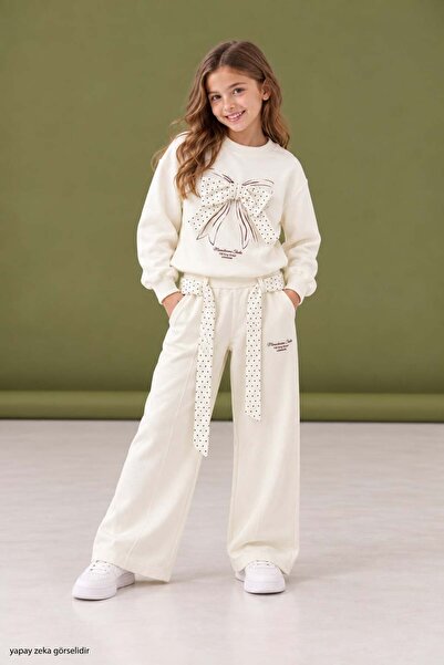 ModaPlaza Girl's Bow Printed Set 11620-1