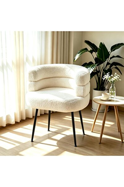 Generic Accent Chairs, Modern Sherpa Lamb Fabric Armed Chair Comfy Upholstere...
