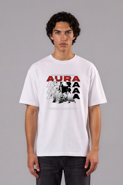 VSRN Tricou oversize alb cu imprimeu frontal Aura Aura Design