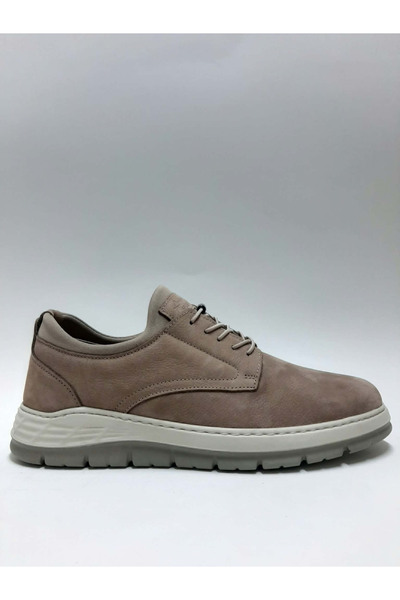 Luis Figo Genuine Leather Smart Lace-Up Nubuck Mink Color Men's Shoes