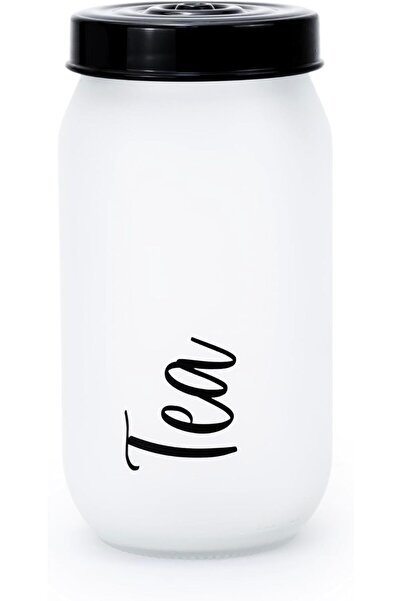 Generic 1-Liter Decorated Glass Jar - Stylish White Ice Color-Painted Tea Can...