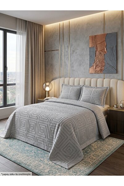 miar home perde tekstil Premium Embossed Textured Royal Model Double Bedsprea...