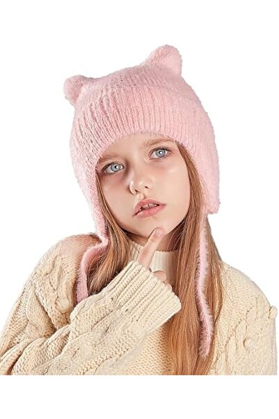 Tazweeq Kids Winter Hat for Boys Girls, Cute Cat Ears Knit Beanie Hat with Wa...
