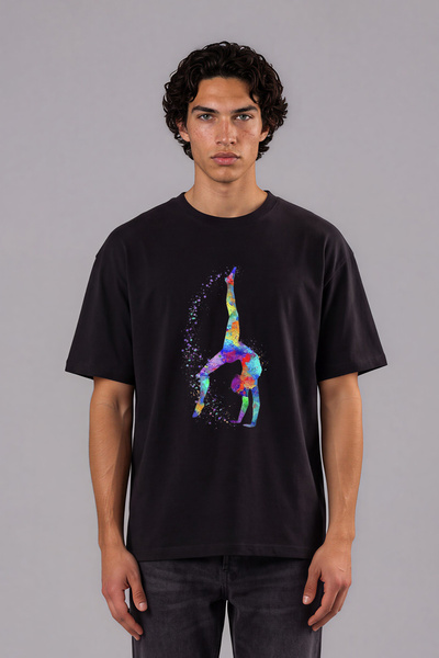 VSRN Tricou oversize negru cu imprimeu frontal Balerin 5 Design