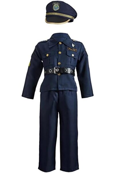 Generic Deluxe Police Officer Costume, Navy Blue Professional Uniform Set wit...