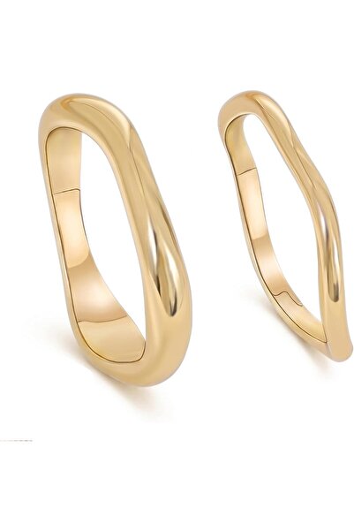 Generic 2-Pack 14K Gold Plated Stackable Rings for Women, Layerable and Singl...