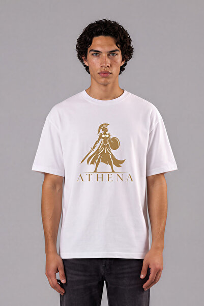VSRN Tricou alb oversize cu imprimeu frontal athe Design