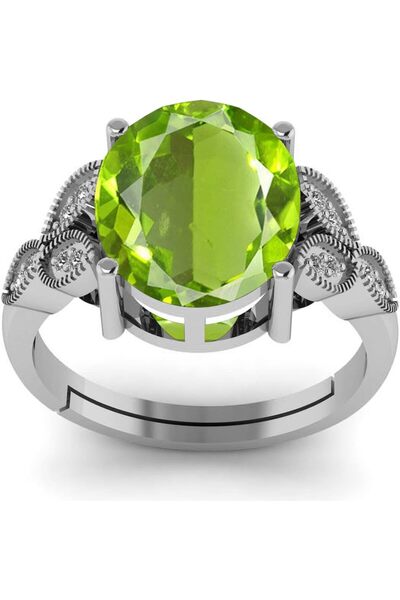 Generic 7.25 Carat Peridot Stone German Silver Beautiful Anniversary Ring For...