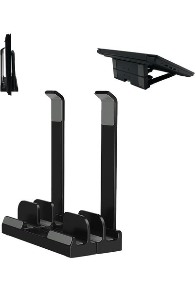 Generic Vertical Laptop Stand for Desk, Dual Slots, Plastic, Adjustable, Spac...