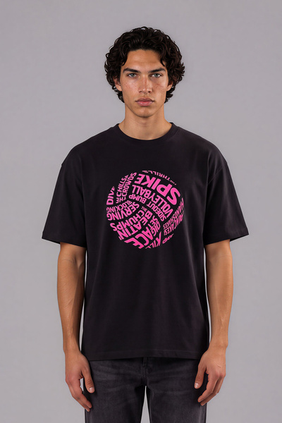 VSRN voleyball 01 Tricou oversize negru cu imprimeu frontal
