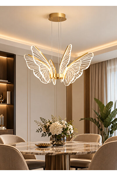 Buiva The Great Butterfly Avize 3 Renk Modlu Beyaz Sarı ve Gün Işığı Sarkıt Power Led Avize