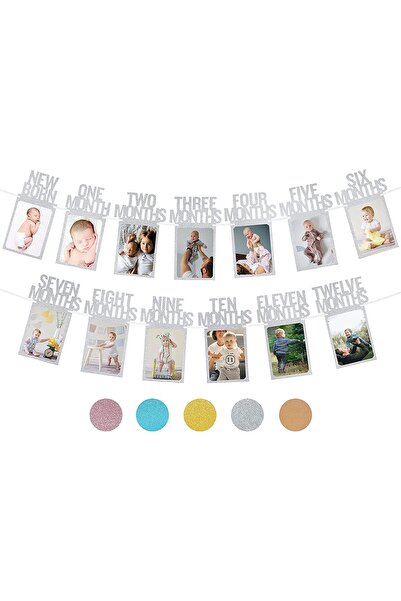 Generic 1st Birthday Photo Banner for Baby from Newborn to 12 Months, First B...