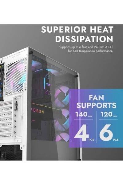 Generic DK351 computer case + 4 fans (white)