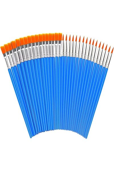 Generic 60Pcs Small Paint Brushes Bulk - Round & Flat Mini Painting Brushes f...