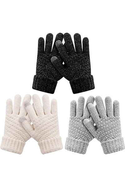 Generic Kids Winter Gloves 3 Pairs Knit Gloves Cold Weather Children Warm Tou...