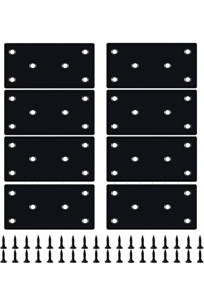 Generic 8PCS Black Flat Mending Plate, Stainless Steel Flat Bracket with Hole...
