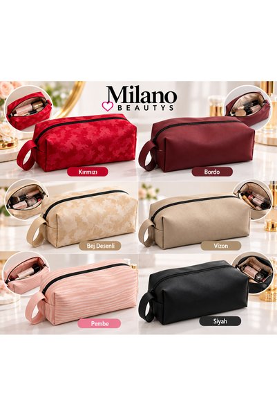MİLANO BEAUTYS Fermuarlı Makyaj Çantası – Geniş Hacimli Kozmetik ve Kişisel B...