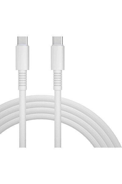 Generic 3A USB-C to USB-C Nylon Braided Data Cable, 1 Meter Length, White